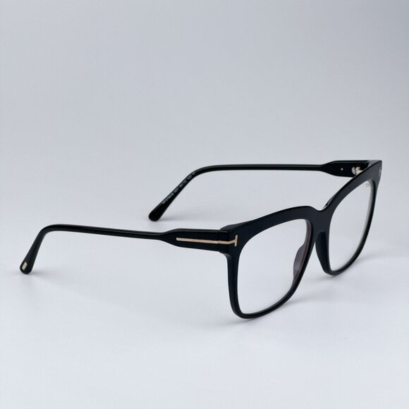 Tom Ford FT5768-B 001 BRAND NEW Eyeglasses Shiny Black Blue Block Square Women